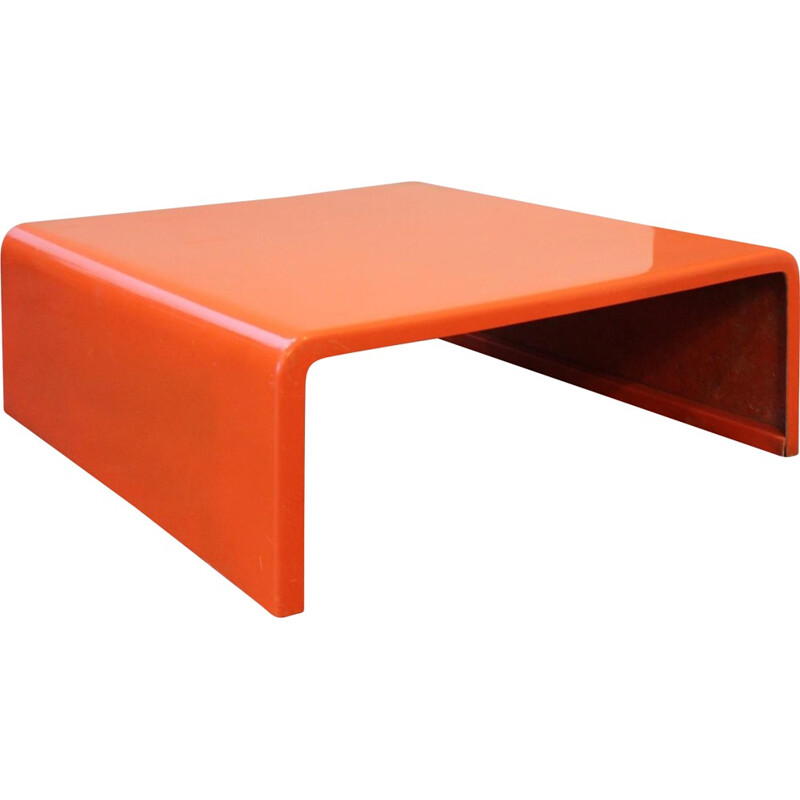 Orange Paulus coffee table in fiberglass - 1970s