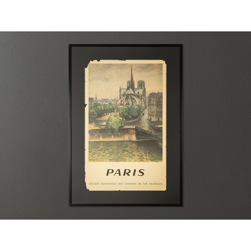 Affiche vintage "Notre Dame" des chemins de fer nationaux français, 1950