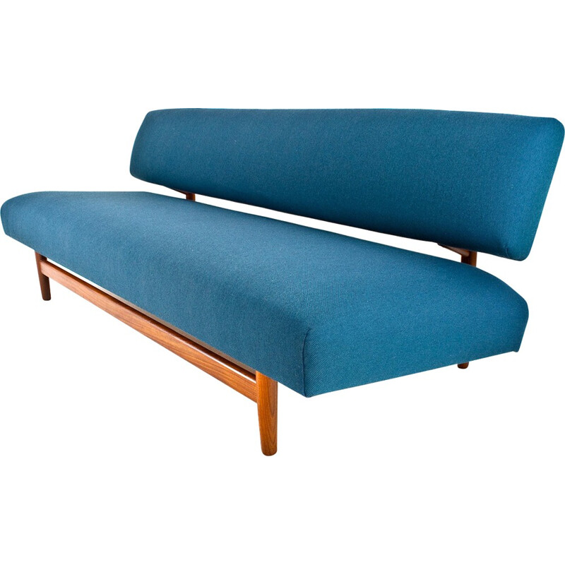 Dutch sofa in teak and turquoise fabric, Rob PARRY - 1960s