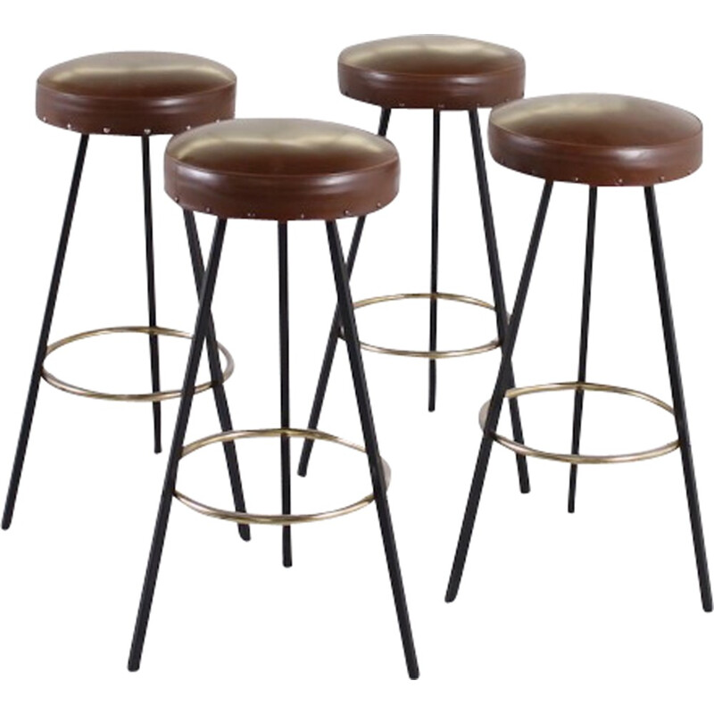 Set of 4 German Vintage Bar Stools - 1950s