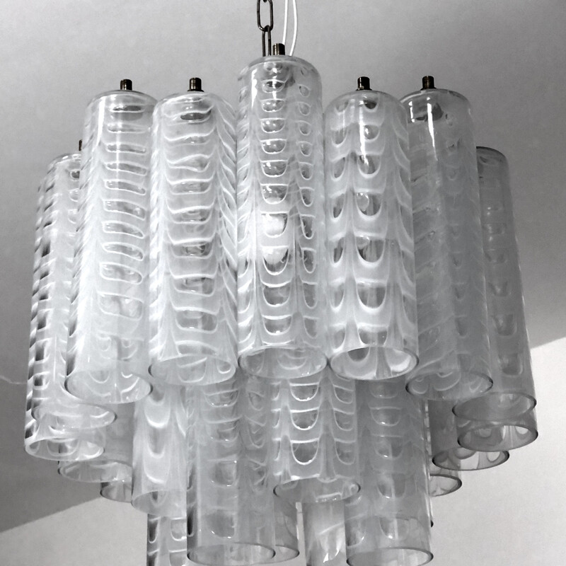 Vintage "Graffito" Murano glass chandelier by Ercole Barovier, Italy 1960s