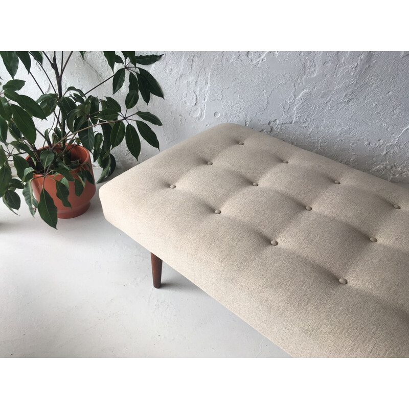 Vintage Danish teak legs and buttons daybed, 1950s