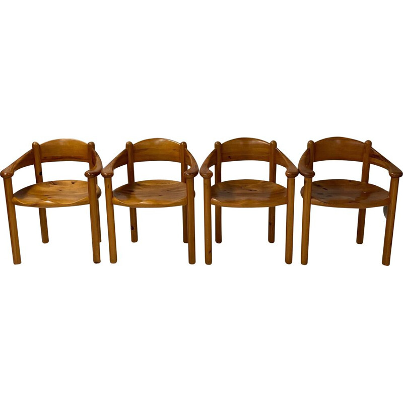 Set of 4 Danish vintage dining chairs with armrests by Rainer Daumiller for Hirtshals Sawmill, 1960s