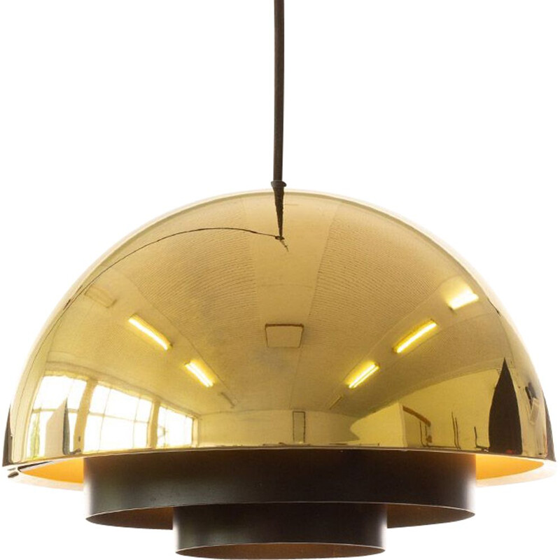 Vintage gold plated middle lamp by Jo Hammerborg for Fog and Morup, Denmark 1960