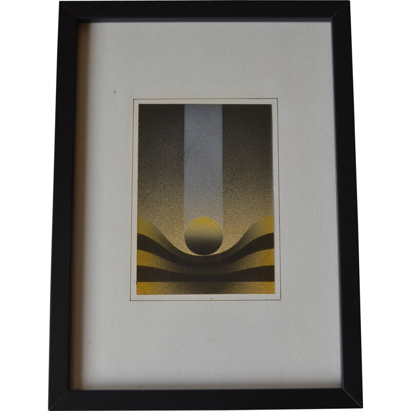 Original composition ink signed, Julio LE PARC - 1980s