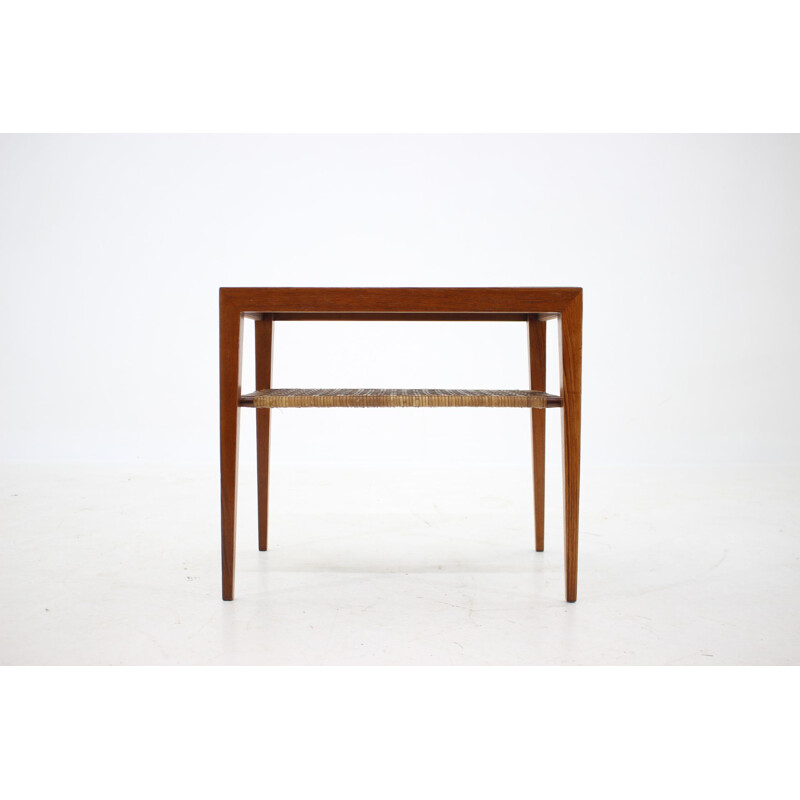 Mid century teak and cane side table by Severin Hansen, Denmark 1950s