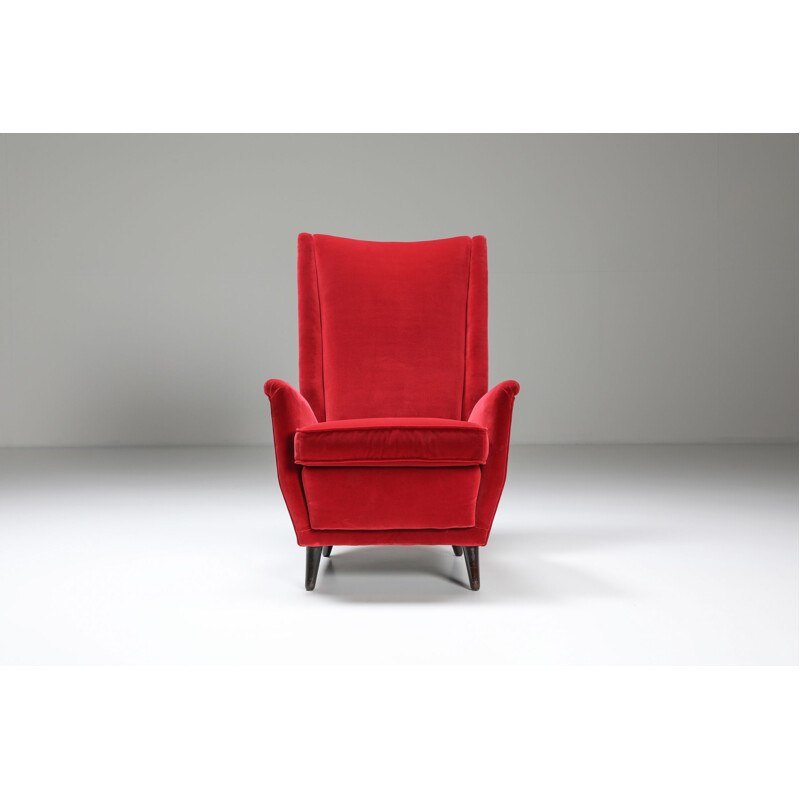 Pareja de sillones rojos vintage de Gio Ponti, Italia 1950