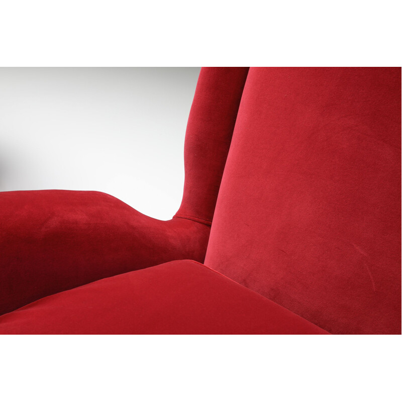 Pair of vintage red armchairs by Gio Ponti, Italy 1950