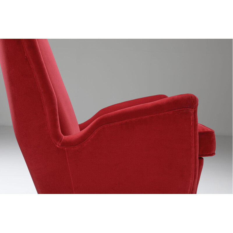 Ein Paar rote Vintage-Sessel von Gio Ponti, Italien 1950