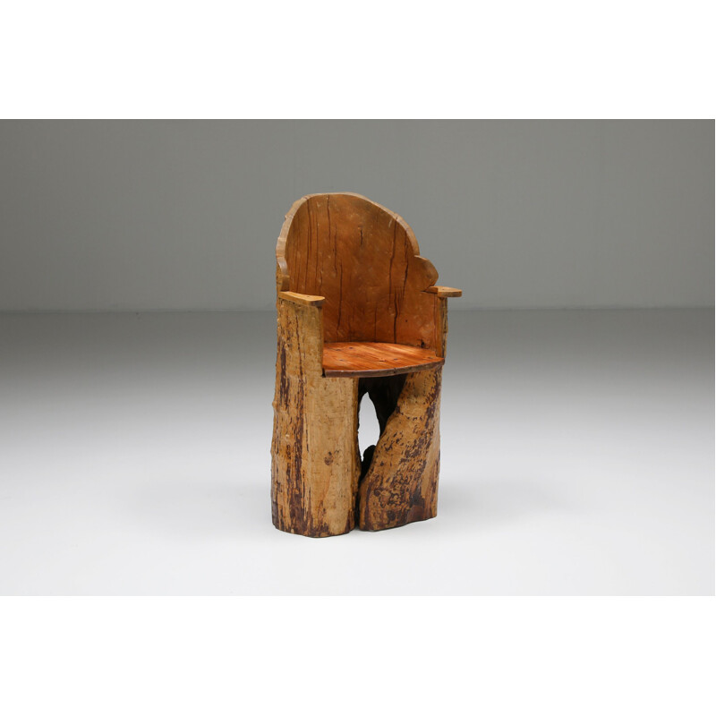 Chaise vintage Wabi-Sabi en bois organique, 1830