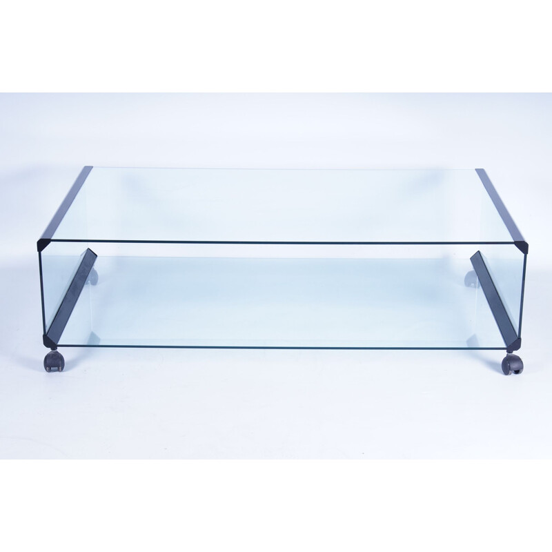 Italian vintage George glass and metal coffee table by Pierangelo Galotti for Galotti & Radice, 1975