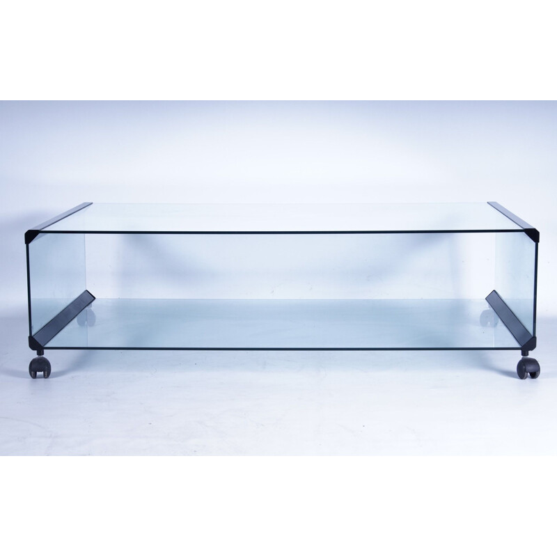 Italian vintage George glass and metal coffee table by Pierangelo Galotti for Galotti & Radice, 1975