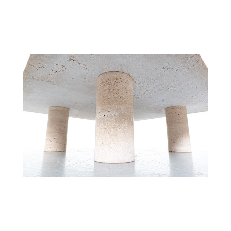 Mid-century travertine square coffee table by Angelo Mangiarotti, Italy 1970s