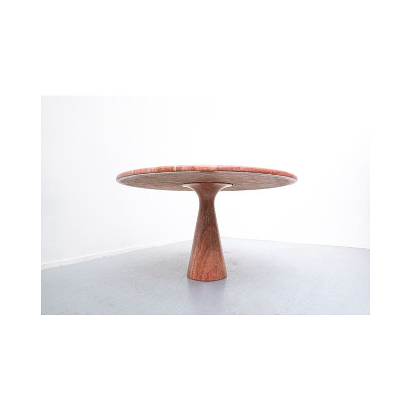 Mid-century red travertine dining table by Angelo Mangiarotti, Italy 1970s