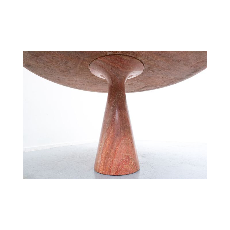 Mid-century red travertine dining table by Angelo Mangiarotti, Italy 1970s