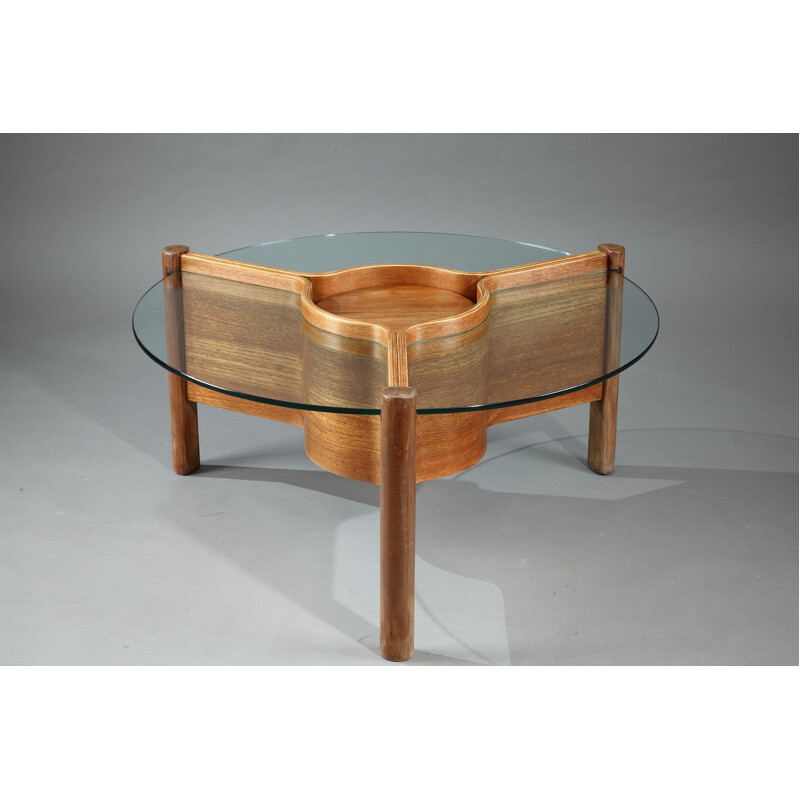  Nathan coffee table in thermoformed wood and glass - 1960s