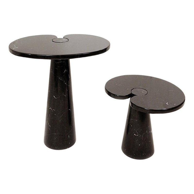 Pair of vintage black marble coffee tables model "Eros" by Angelo Mangiarotti