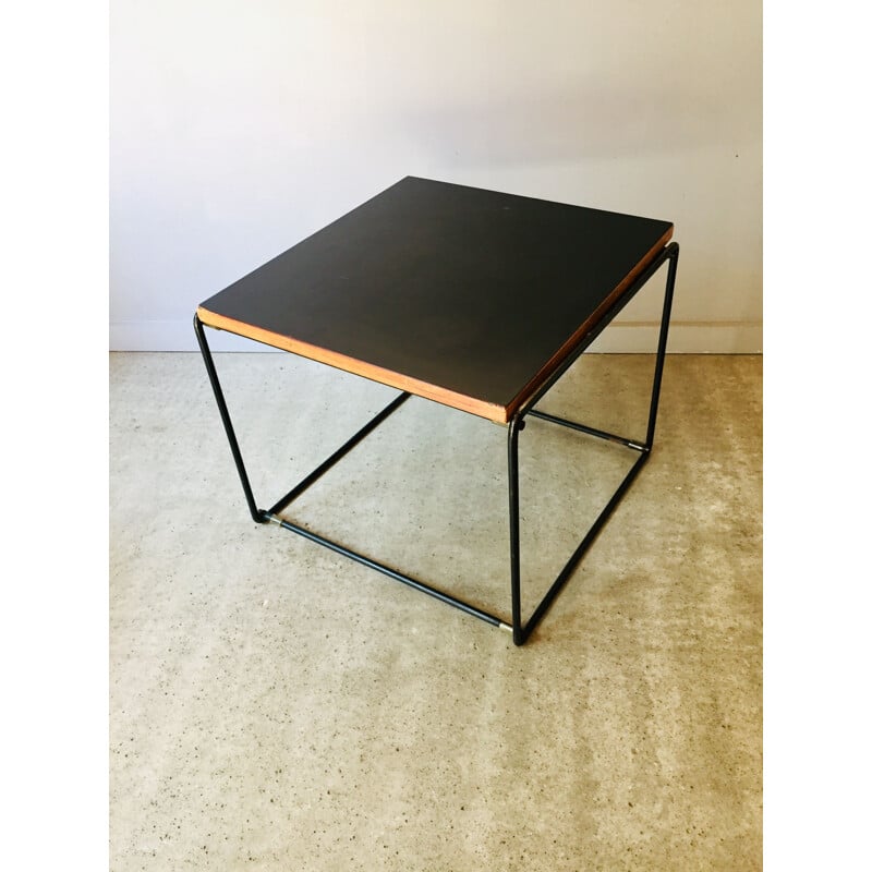 Mid century reversible coffee table in steel and black formica by Pierre Guariche