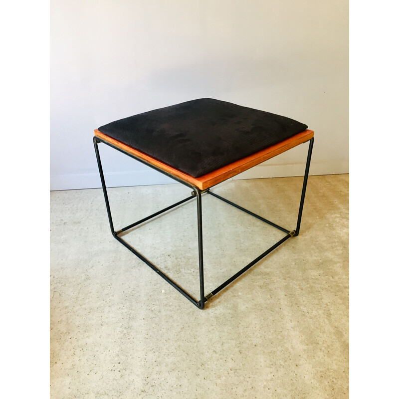 Mid century reversible coffee table in steel and black formica by Pierre Guariche