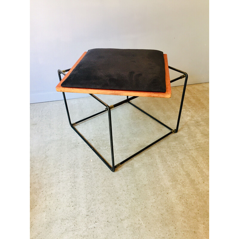 Mid century reversible coffee table in steel and black formica by Pierre Guariche
