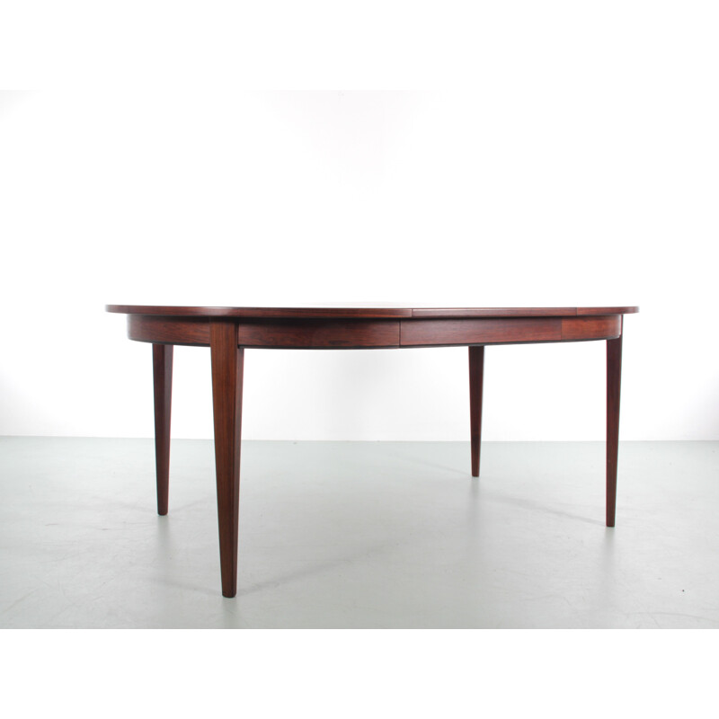 Skandinavischer Vintage Tisch rund mit 3 Auszügen aus Rio Palisanderholz