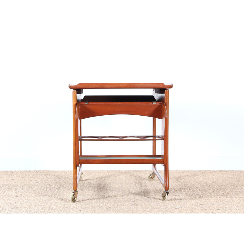 Scandinavische vintage trolley in teak en melamine van Ingvar Jensen voor Poul Dinesen