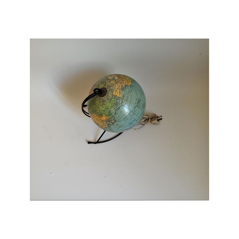 Globe terrestre lumineux vintage en verre, 1960