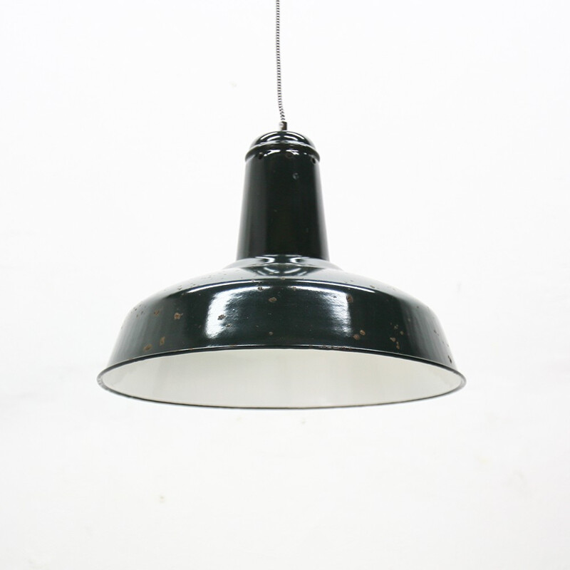 Large black industrial hanging lamp - 1930s