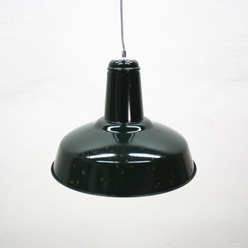 Large black industrial hanging lamp - 1930s