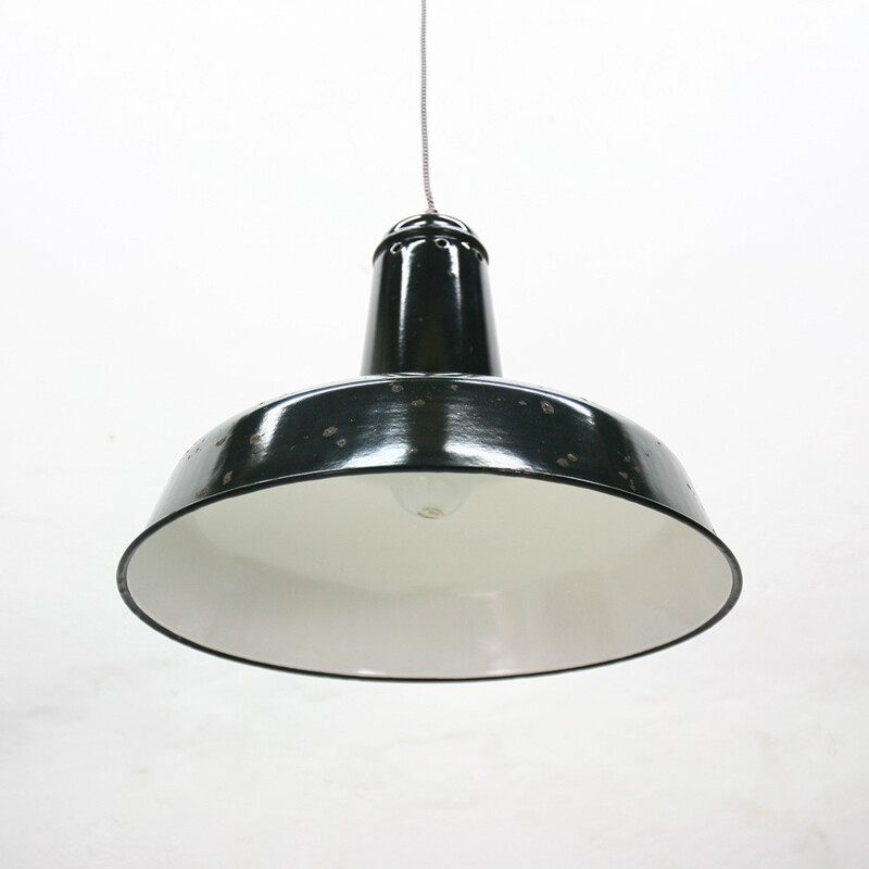 Large black industrial hanging lamp - 1930s