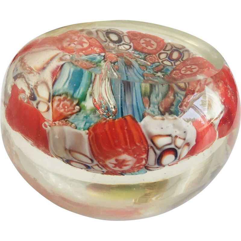 Vintage Italian Murano glass Millefiori paperweight, 1950s