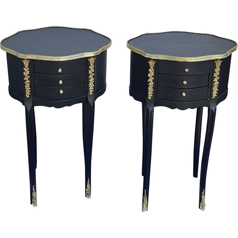 Pair of black vintage night stands