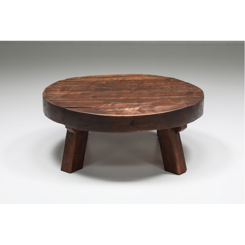 Rustic vintage Wabi-Sabi solid wood coffee table, 1960s