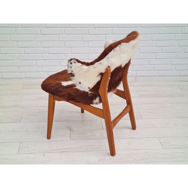 Danish vintage cowhide chair by Ib Kofod Larsen for Christensen & Larsen, 1970s