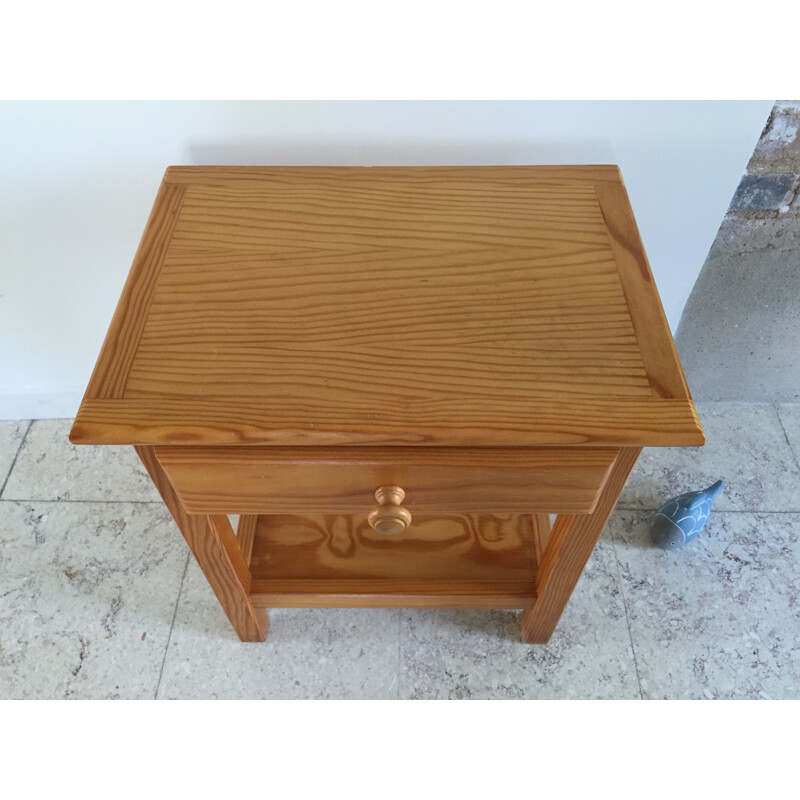 Vintage night stand in fir wood, 1980