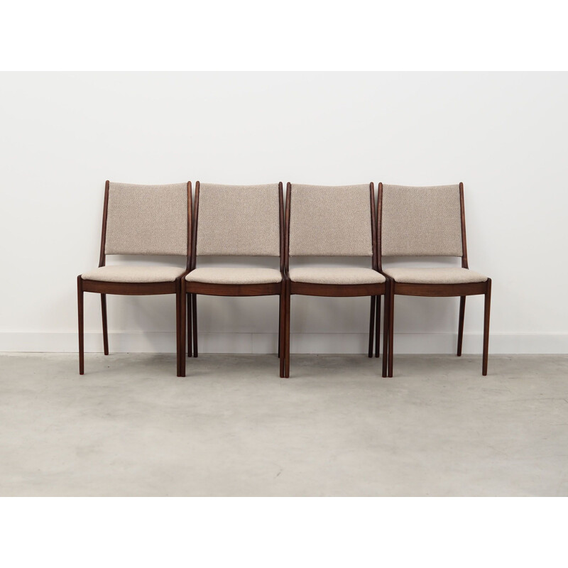 Set of 4 vintage teak and fabric chairs by Johannes Andersen, Denmark 1970s