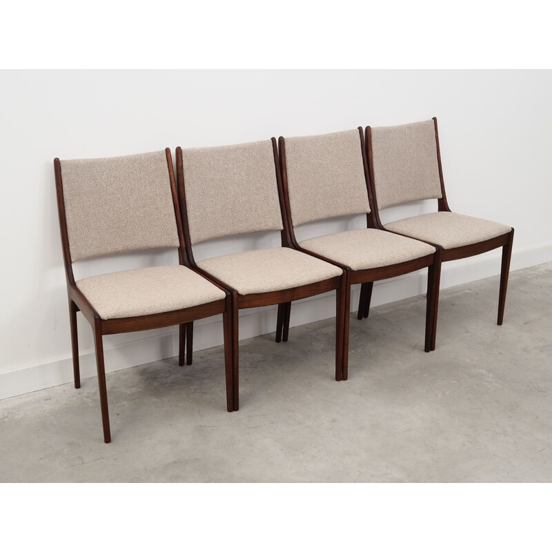 Conjunto de 4 cadeiras de teca e tecido vintage de Johannes Andersen, Dinamarca 1970