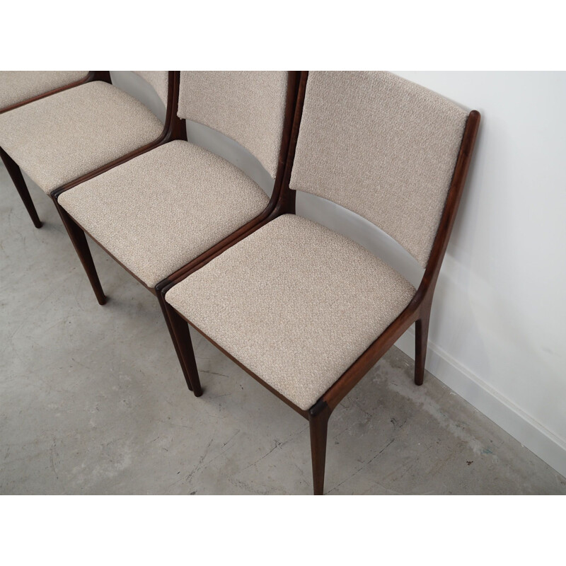 Set of 4 vintage teak and fabric chairs by Johannes Andersen, Denmark 1970s