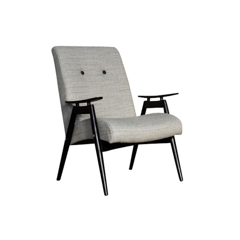 Mid-Century armchair in grey fabric and wood - 1960s
