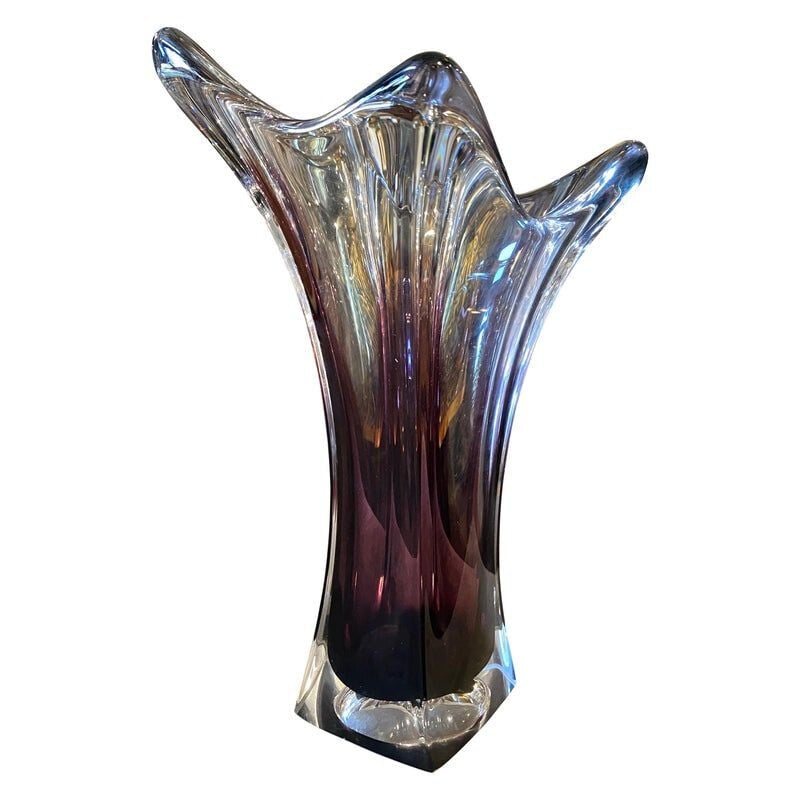 Vintage purple Sommerso Murano glass vase, 1980s