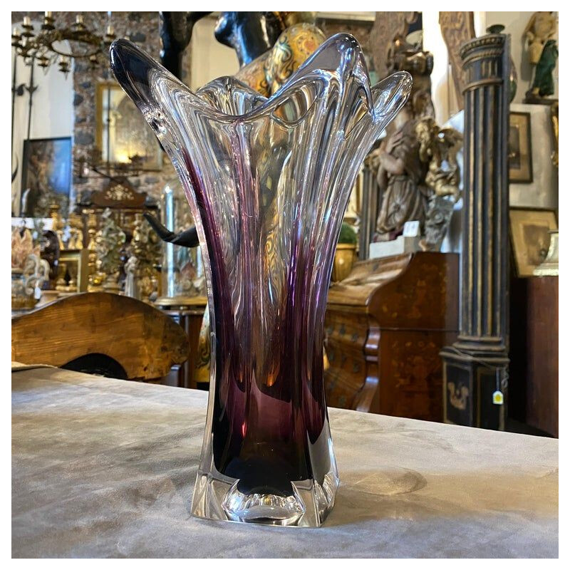 Jarrón vintage Sommerso de cristal de Murano morado, 1980