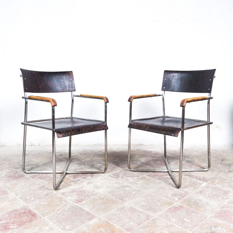 Pair of vintage Thonet B 11 armchairs by Marcel Breuer, 1935