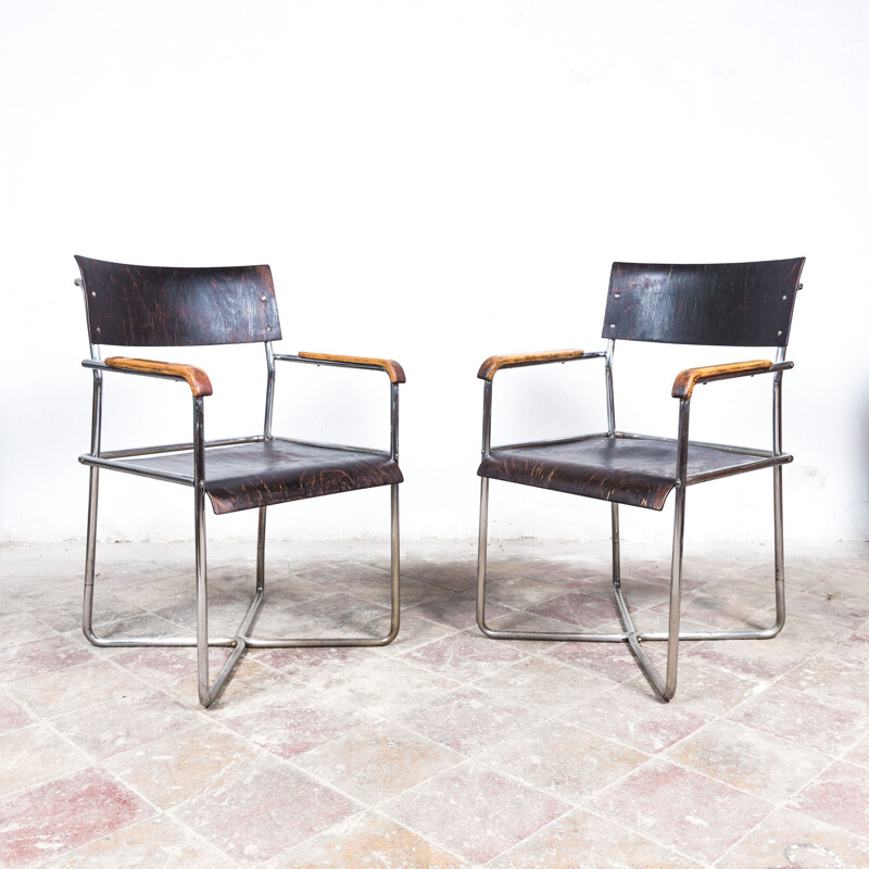 Paire de fauteuils vintage Thonet B 11 de Marcel Breuer, 1935