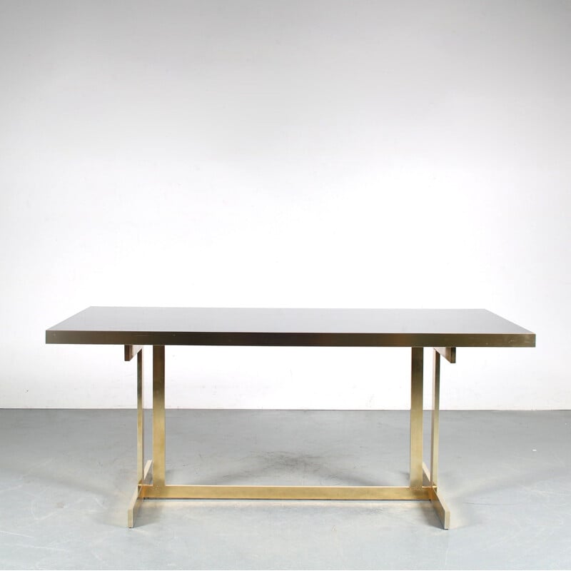 Mid century wooden glossy dining table, Italy 1970s