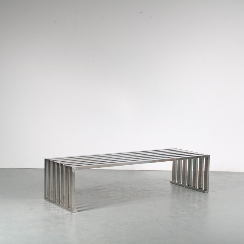 Mid century chrome plated metal bench by Milo Baughman, USA 1970s