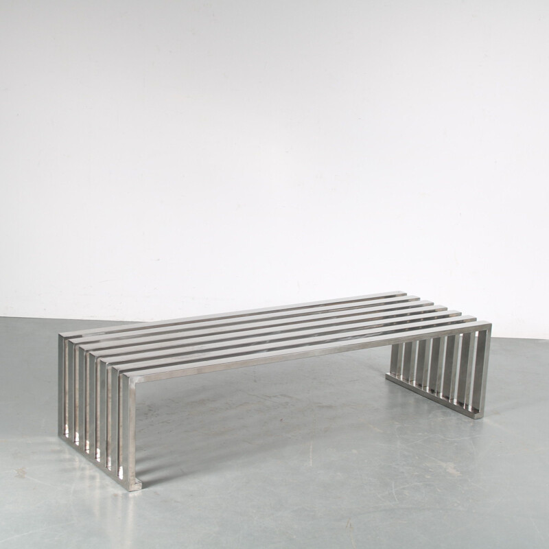 Mid century chrome plated metal bench by Milo Baughman, USA 1970s