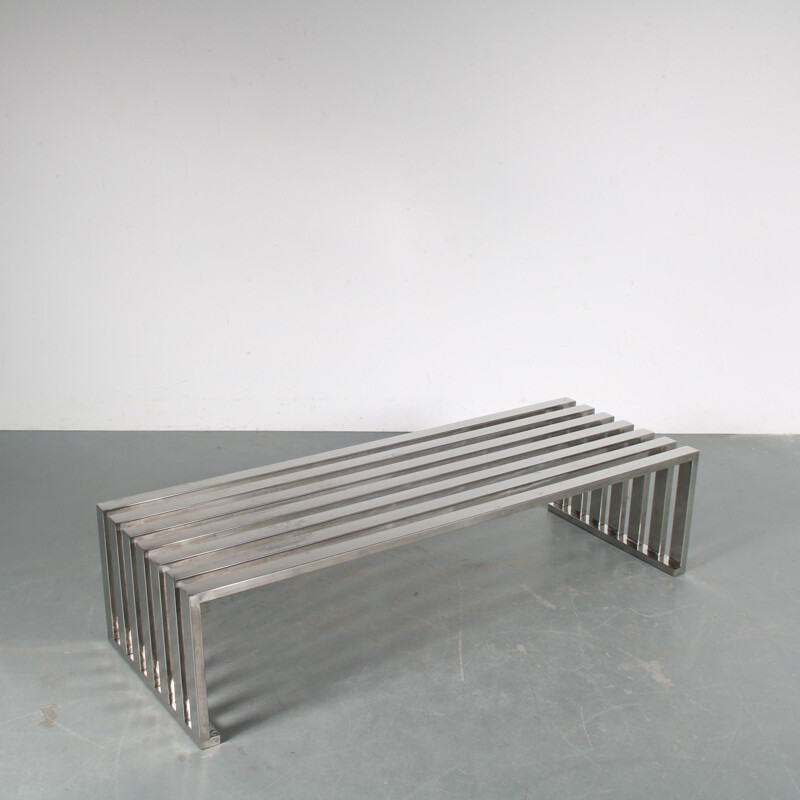 Mid century chrome plated metal bench by Milo Baughman, USA 1970s