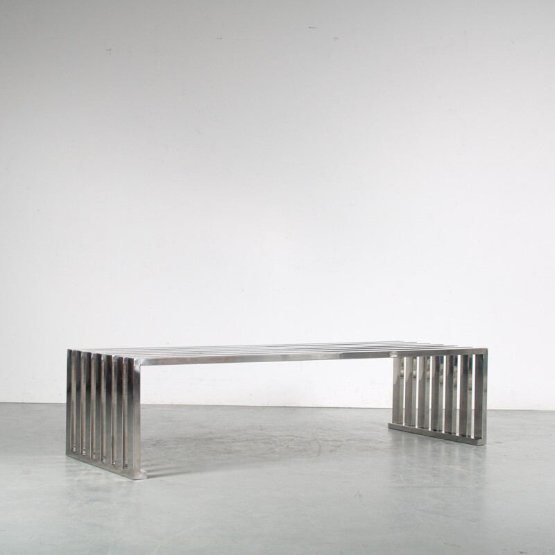 Mid century chrome plated metal bench by Milo Baughman, USA 1970s