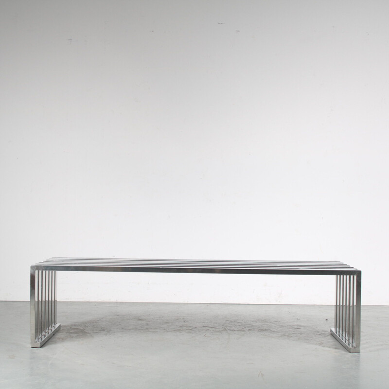 Mid century chrome plated metal bench by Milo Baughman, USA 1970s