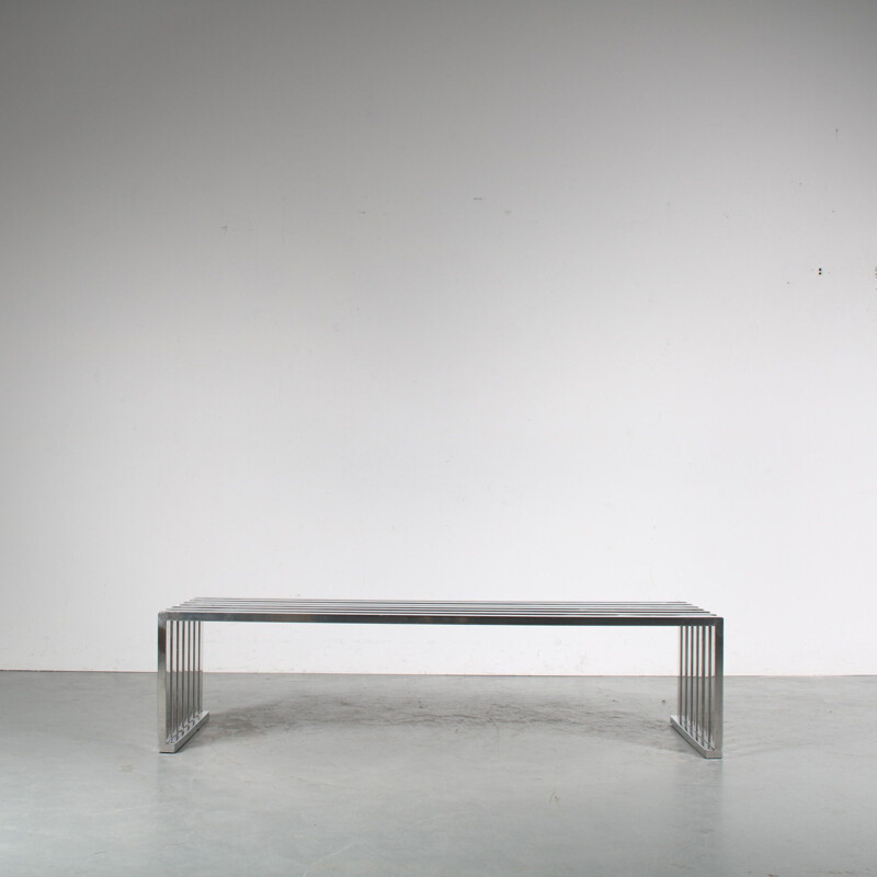 Mid century chrome plated metal bench by Milo Baughman, USA 1970s